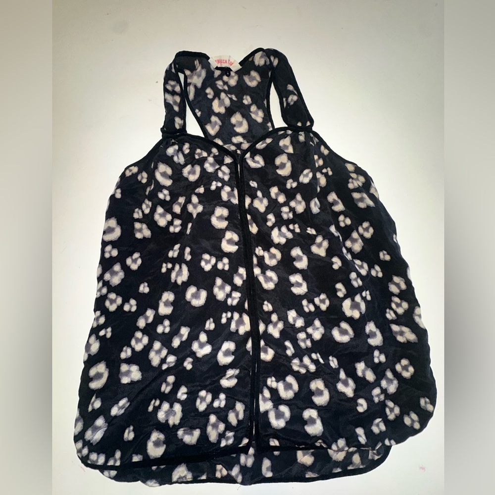 Rebecca Taylor Black and Cream Patterned silk top Size 4